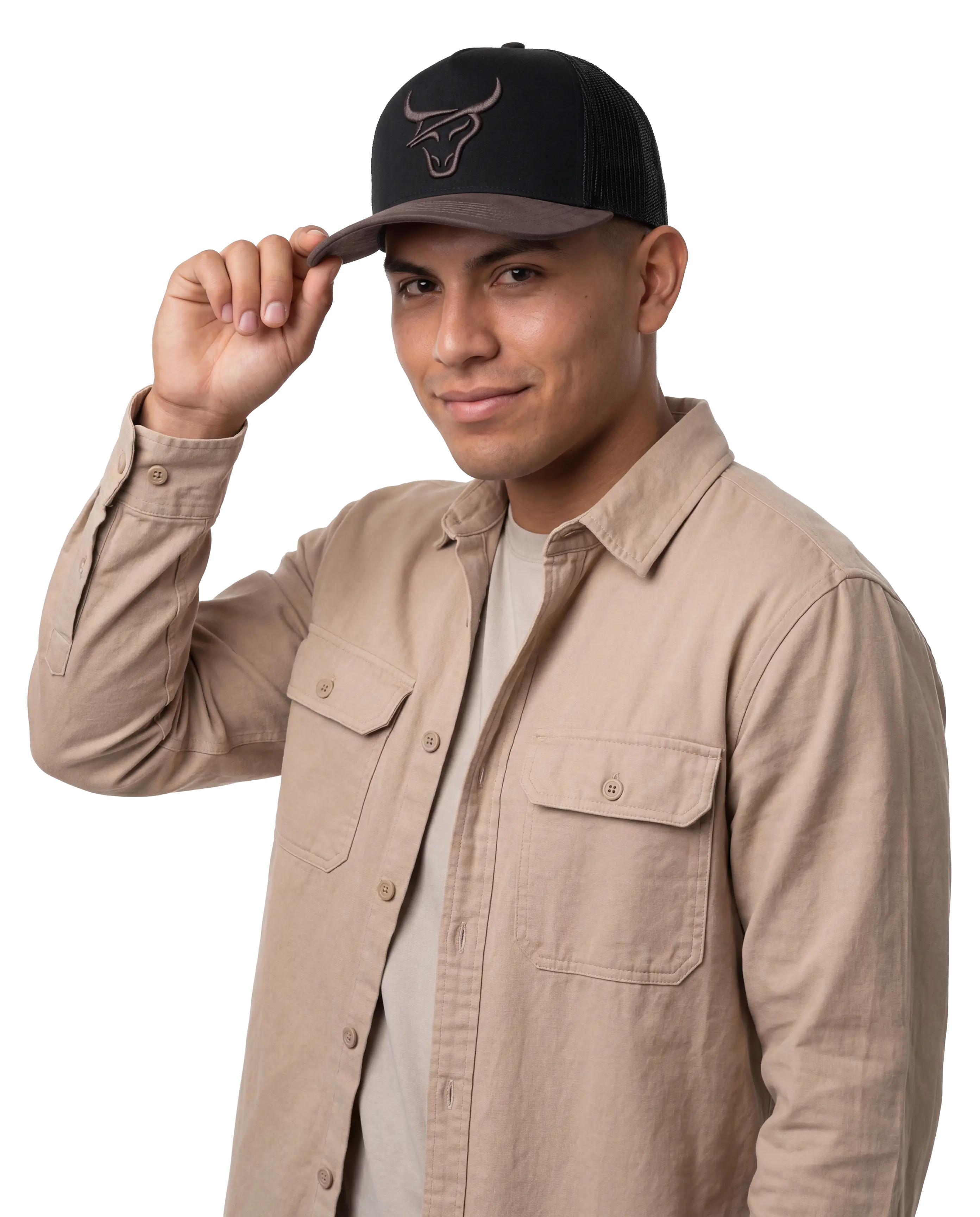 HONKER BULL HAT BLACK/BROWN LEATHER BRIM - MESH - Image 2