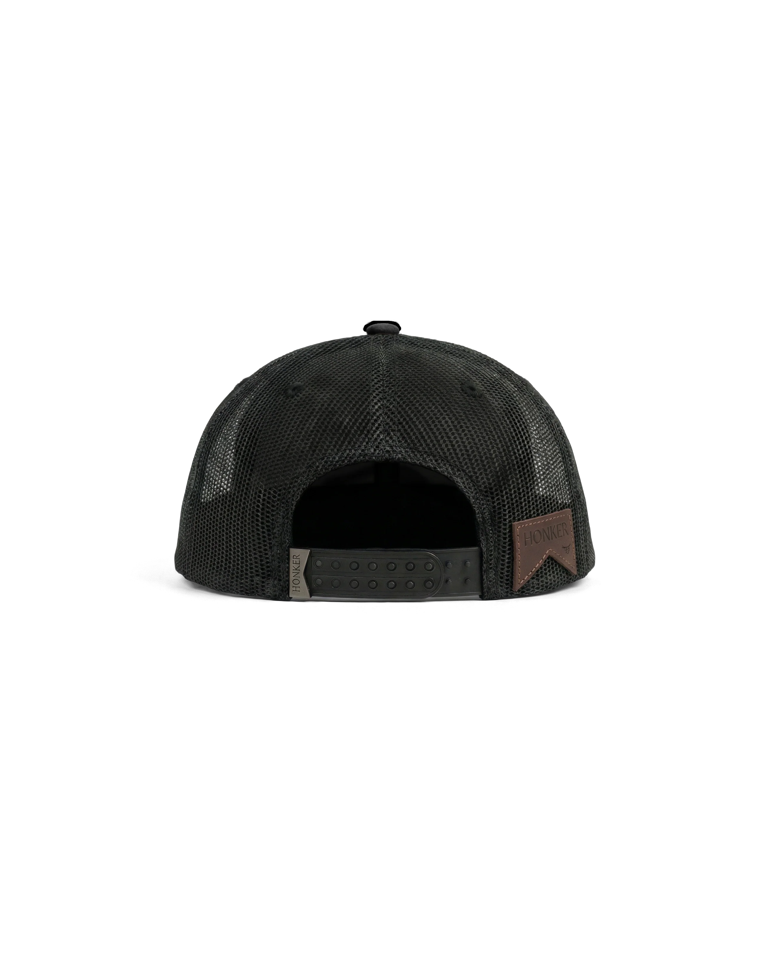 HONKER BULL HAT BLACK/BROWN LEATHER BRIM - MESH - Image 3