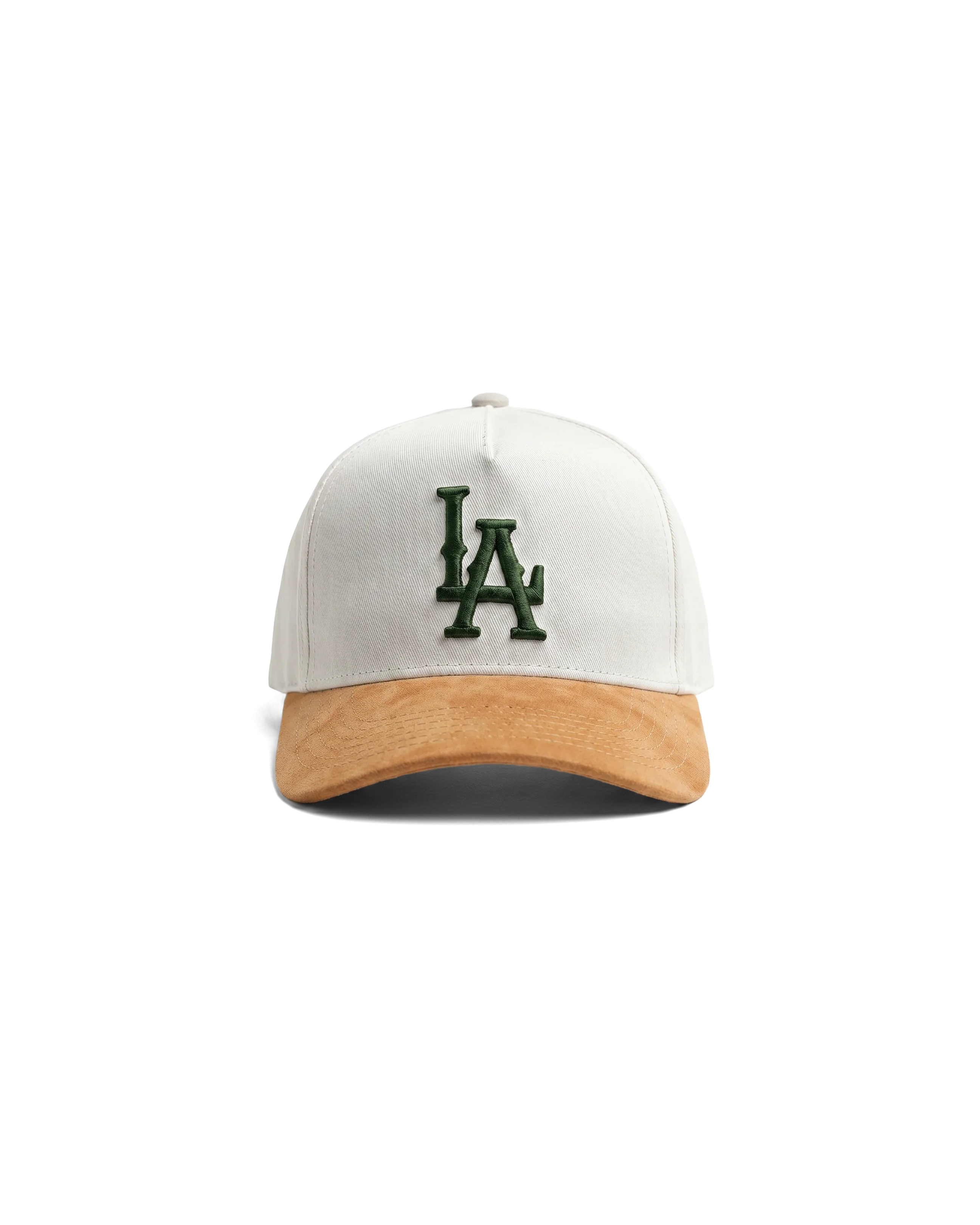 CLUB LA HAT KHAKI/GREEN LOGO - LEATHER BRIM