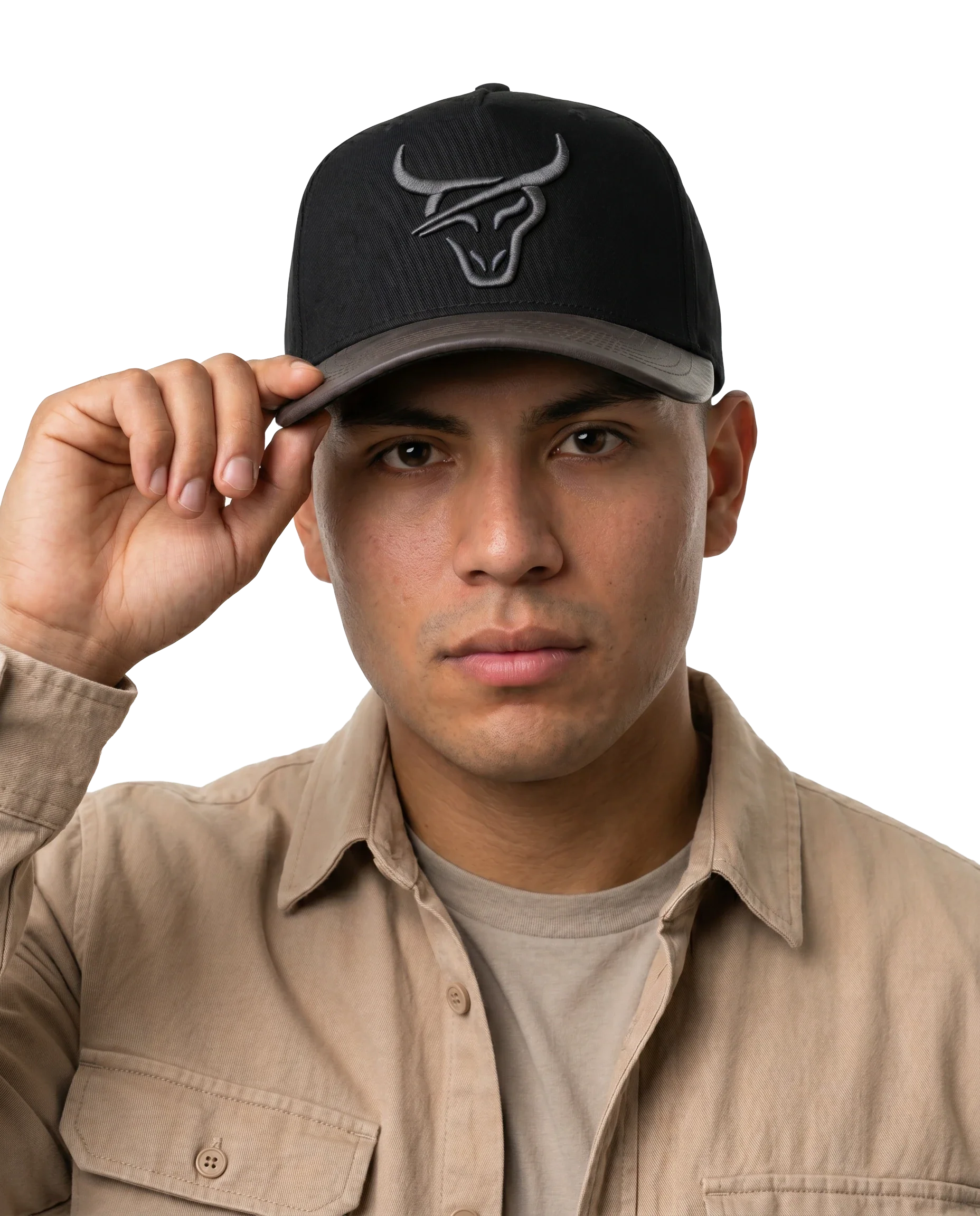 HONKER HAT- BLACK/BROWN LEATHER BRIM - Image 2